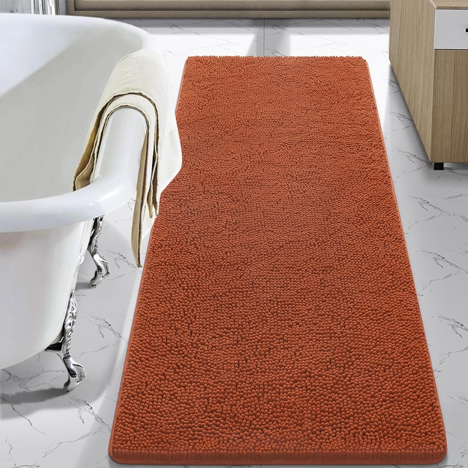 LOCHAS Luxury Bathroom Rug Shaggy Bath Mat 24 x 60 Inch Soft