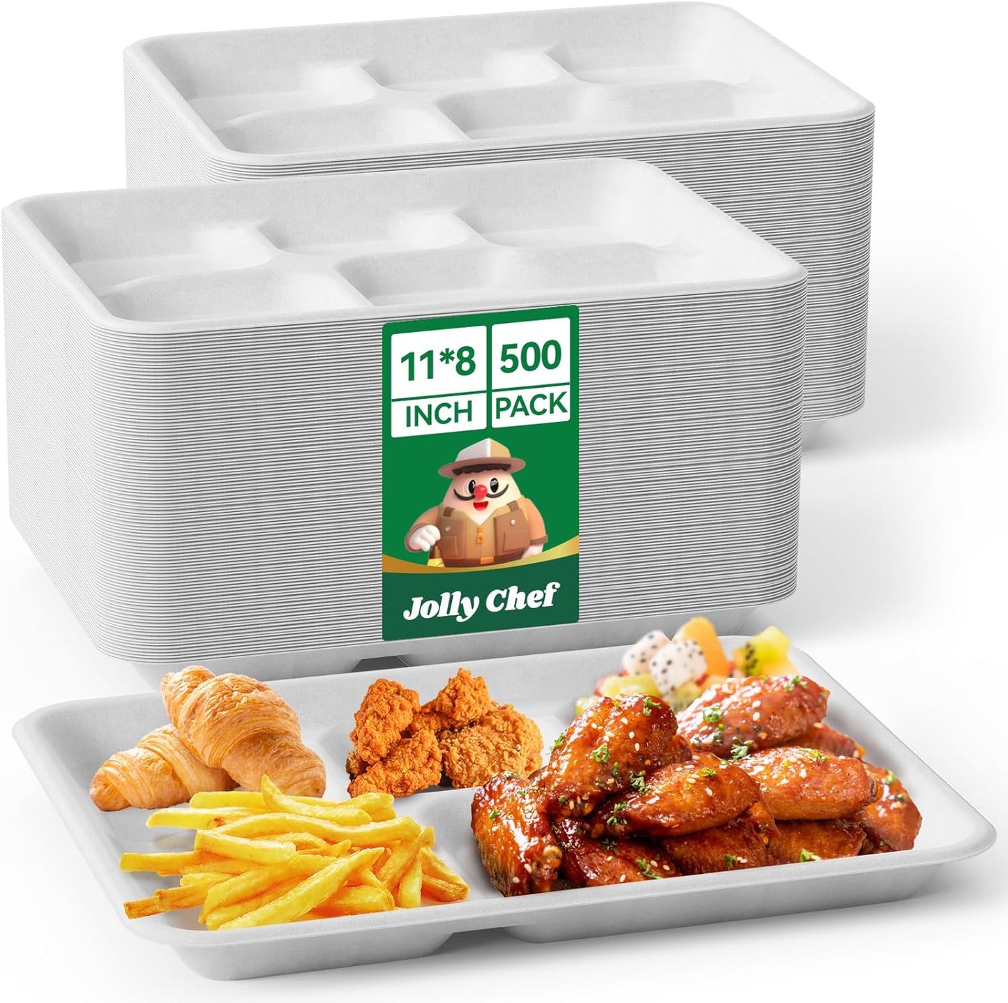 Compostable 5 Compartment Paper Plates for Eco-Friendly Dining