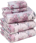 Split King Cotton Sheets Set Lilac Floral - 5 PC Percale