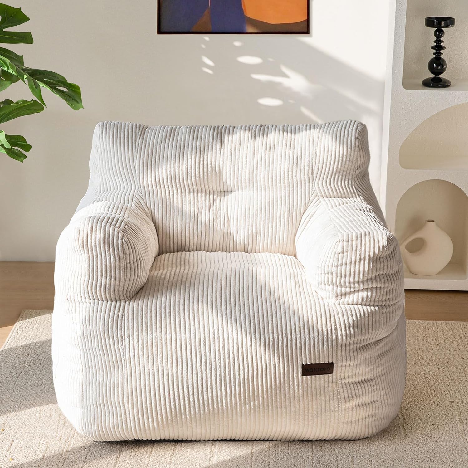 MAXYOYO Tufted Bean Bag Chair - Cozy Corded Design