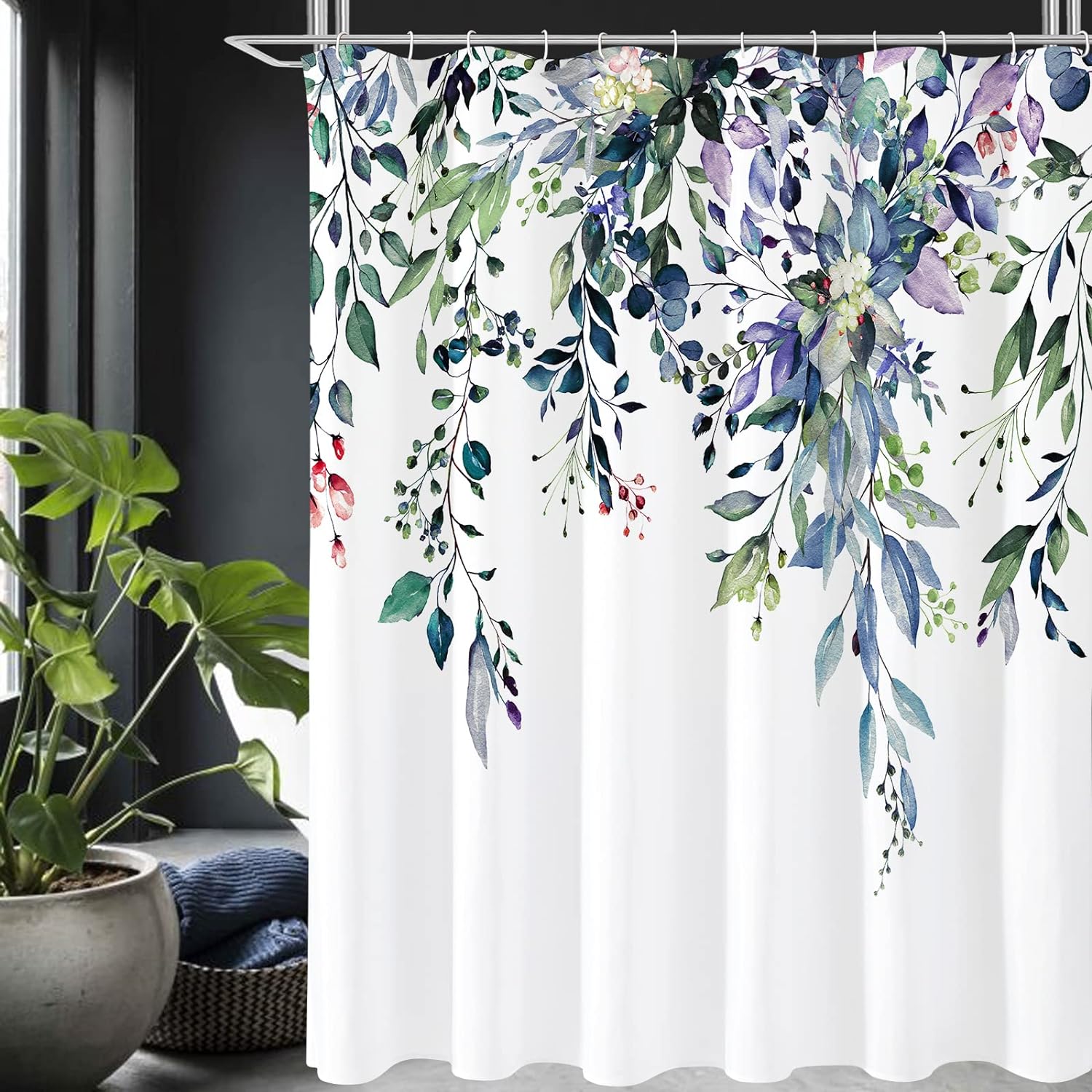 72 x 78 Green Eucalyptus Shower Curtain Set