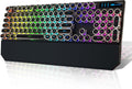 Typewriter Style Mechanical Black Keyboard - Retro RGB Blue Switch