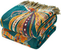 Boho Throw Blanket 100% Cotton Muslin 50x60 in - Breathable Comfort