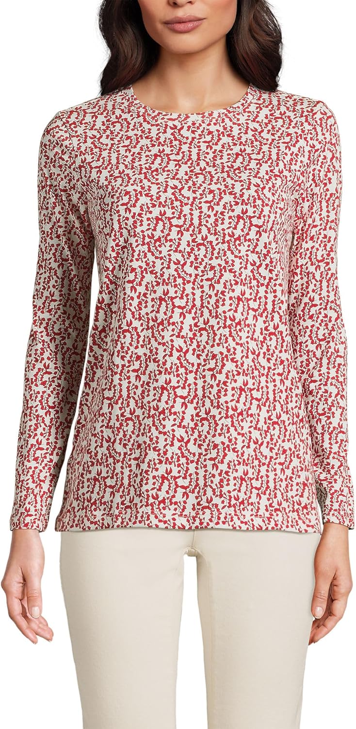 Relaxed Supima Cotton Long Sleeve Crew Neck T-Shirt for Women