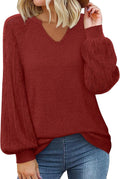 Womens Pullover Sweaters V Neck Chunky Knit - Slouchy Warm Fit