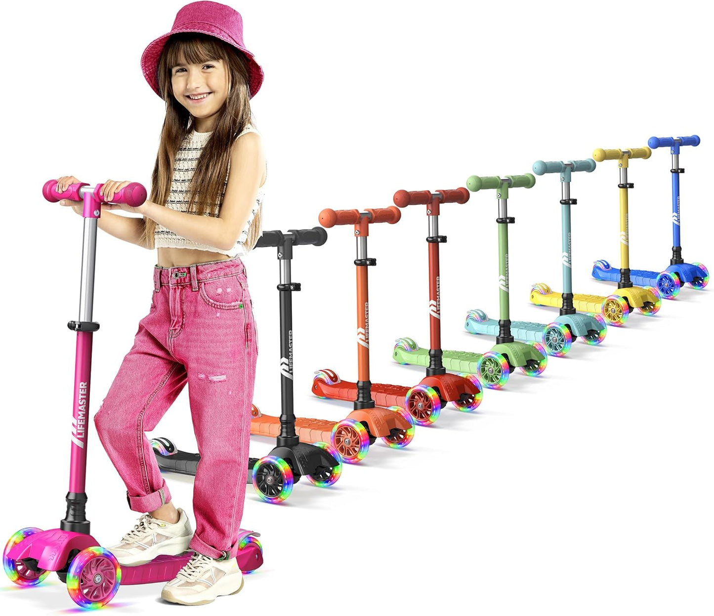 Lifemaster Mini 3-Wheel Kids Scooter with LED Lights for Fun