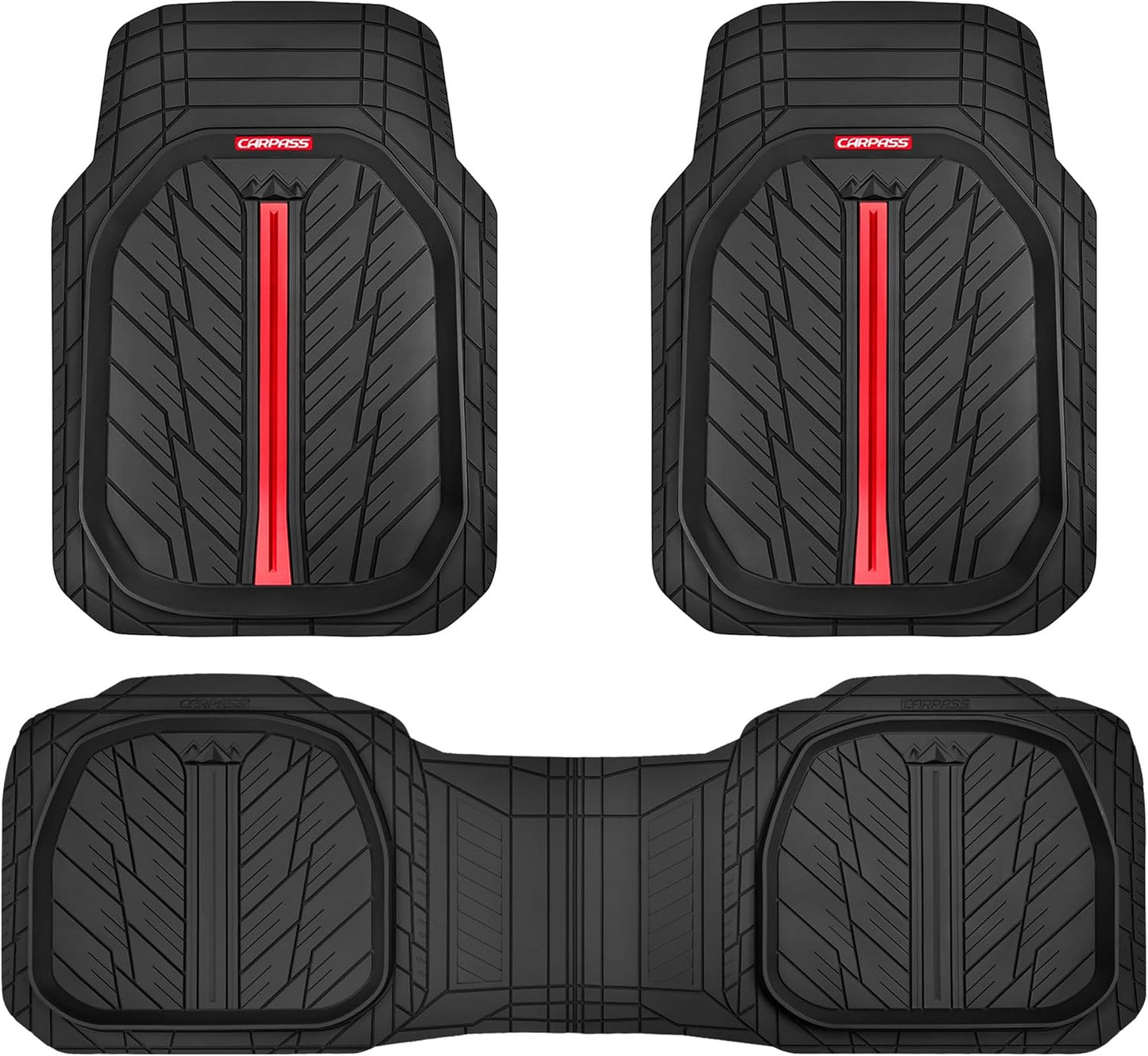 CAR PASS Tire Tread DeepDish Rubber Floor Mats for All Weather
