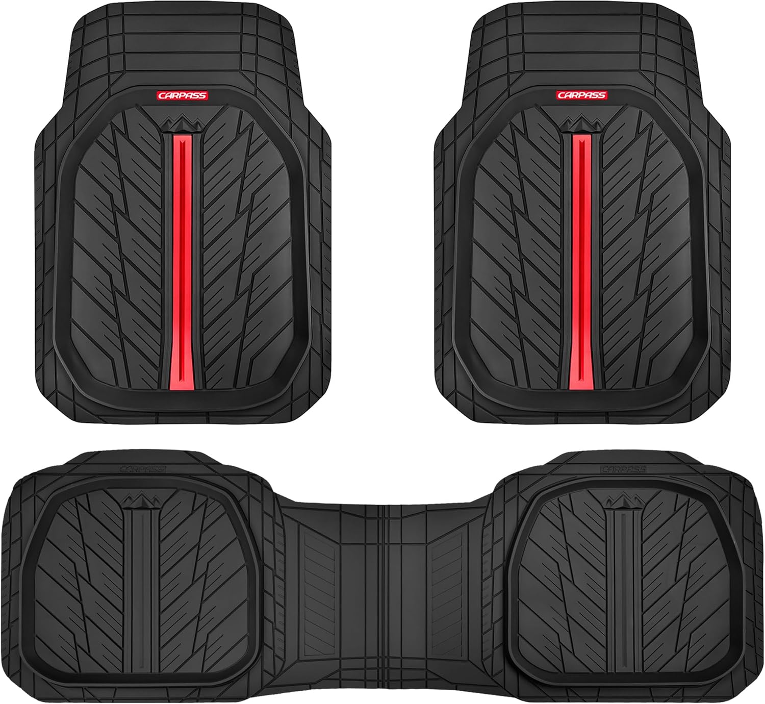 CAR PASS Tire Tread DeepDish Rubber Floor Mats for All Weather
