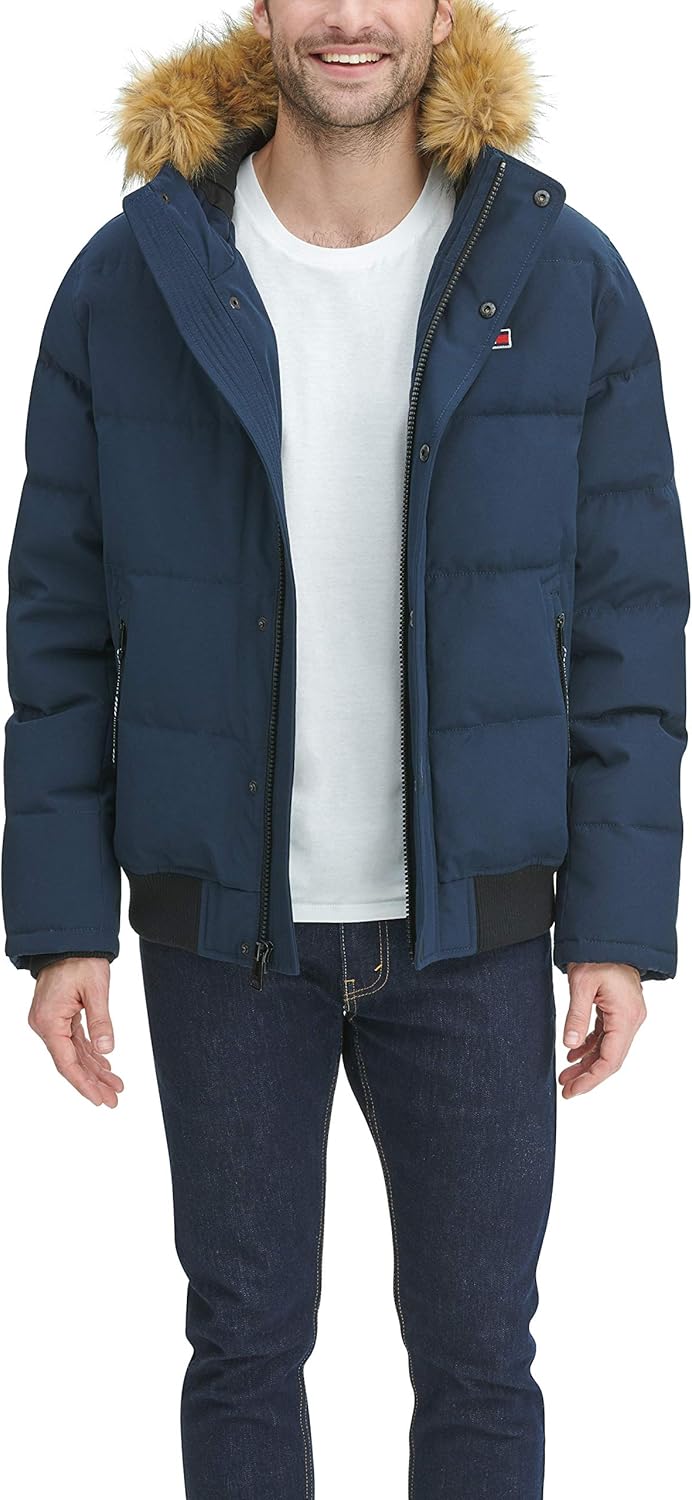 Tommy Hilfiger Men's Arctic Cloth Quilted Snorkel Bomber Jacket