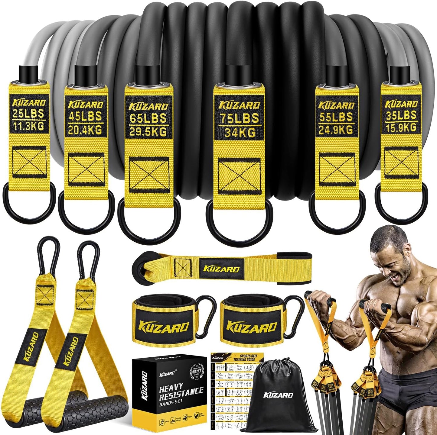 Heavy Resistance Bands for Working Out - 300lbs Set for Strength