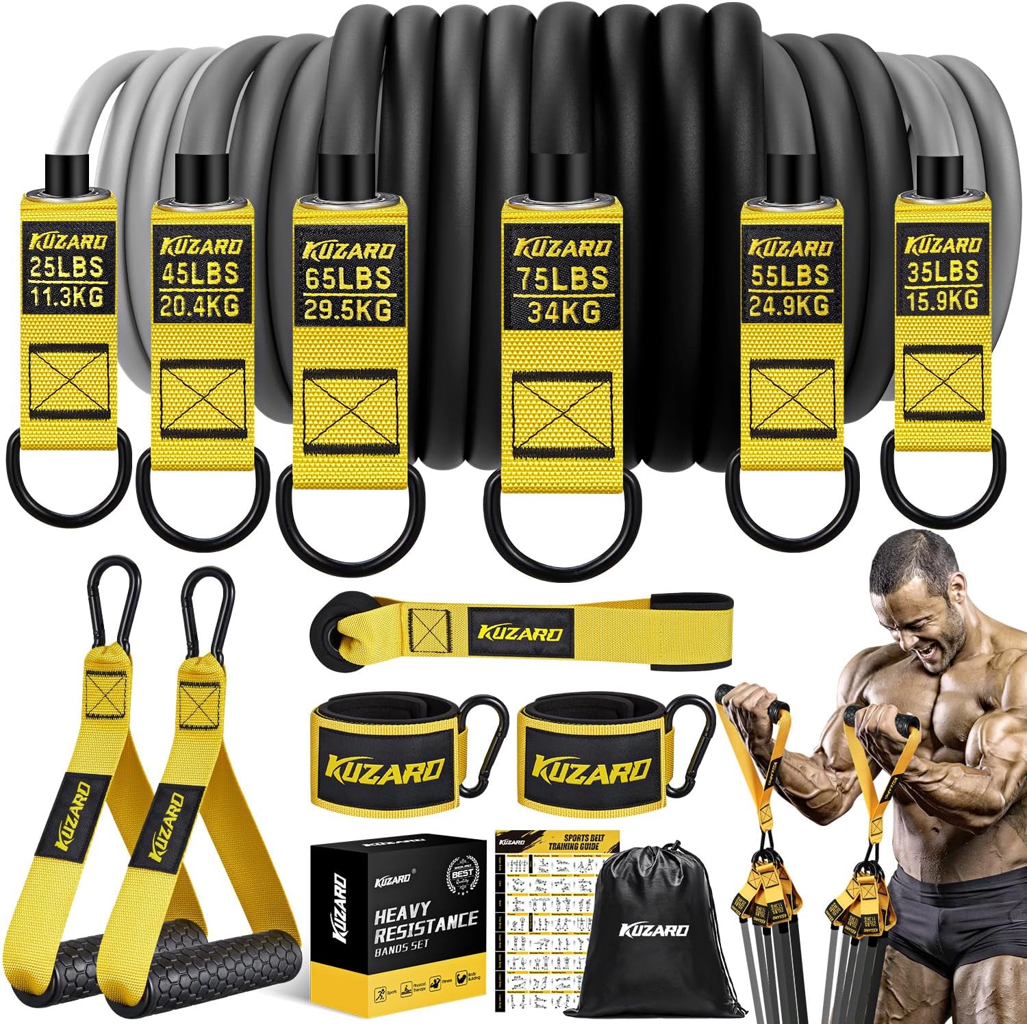 Heavy Resistance Bands for Working Out - 300lbs Set for Strength