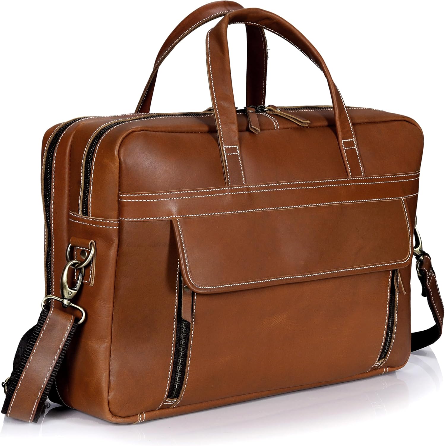 18 Inch Full Grain Leather Briefcase for Men - Handcrafted Design