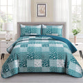 Teal Blue Quilt Set Queen Size for Bohemian Bedroom Decor