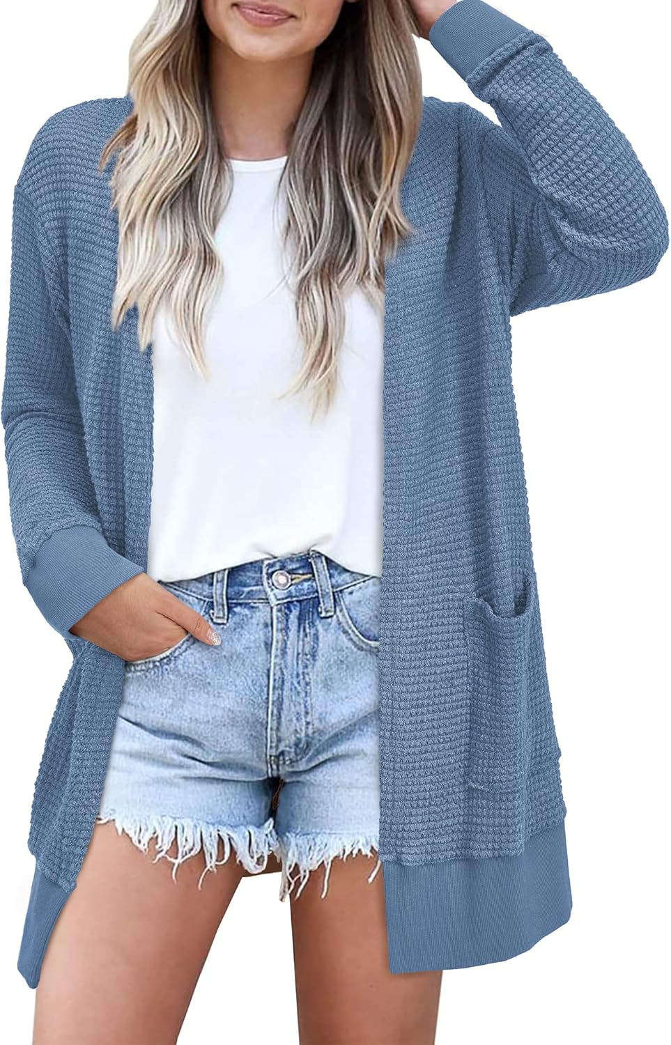 STYLEWORD Women's Lightweight Open Front Cardigan Sweater with Pockets