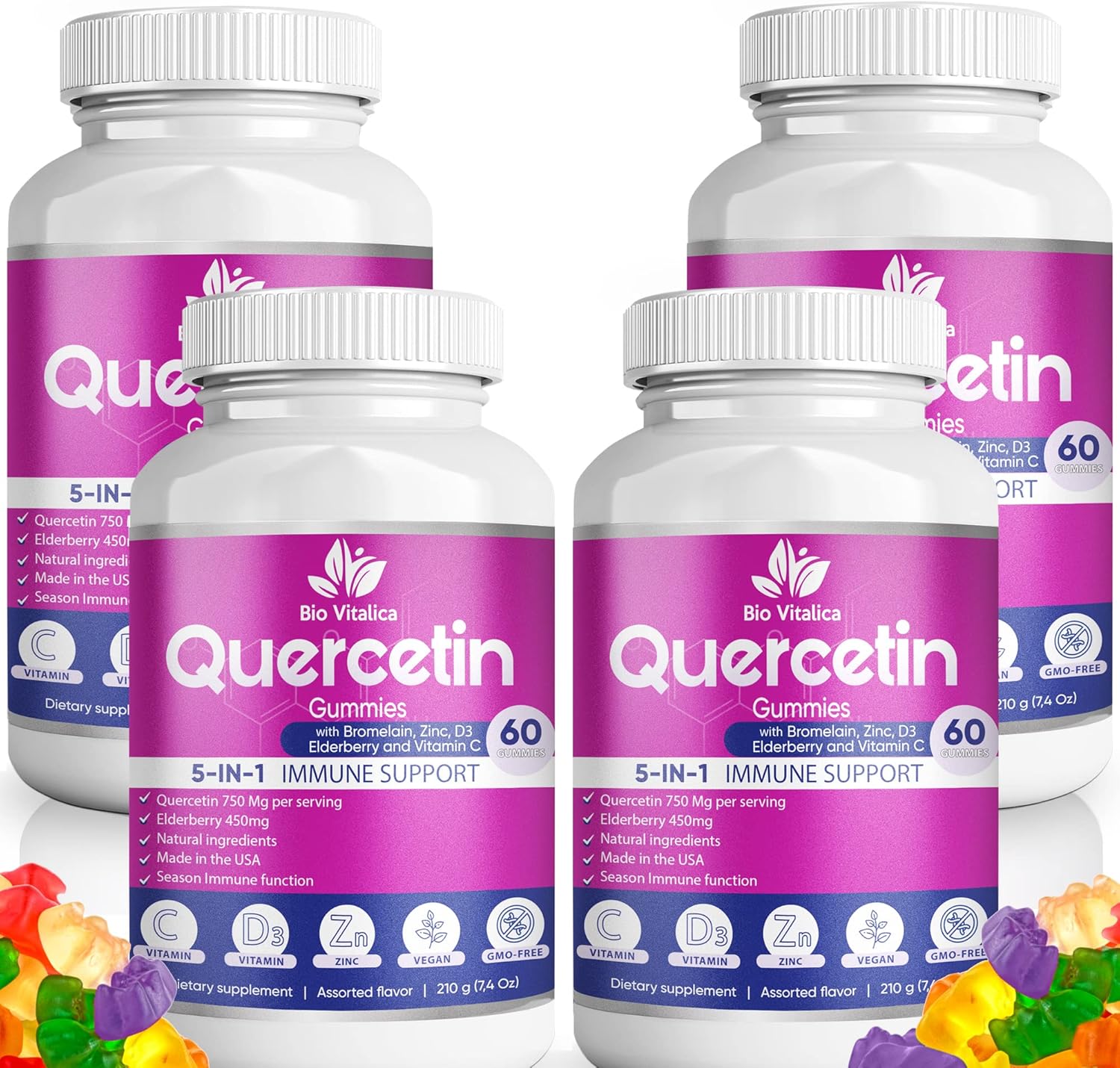 Quercetin Gummies for Immune Support with Vitamin C and Zinc