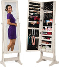Freestanding Jewelry Armoire Cabinet with Full Length Mirror