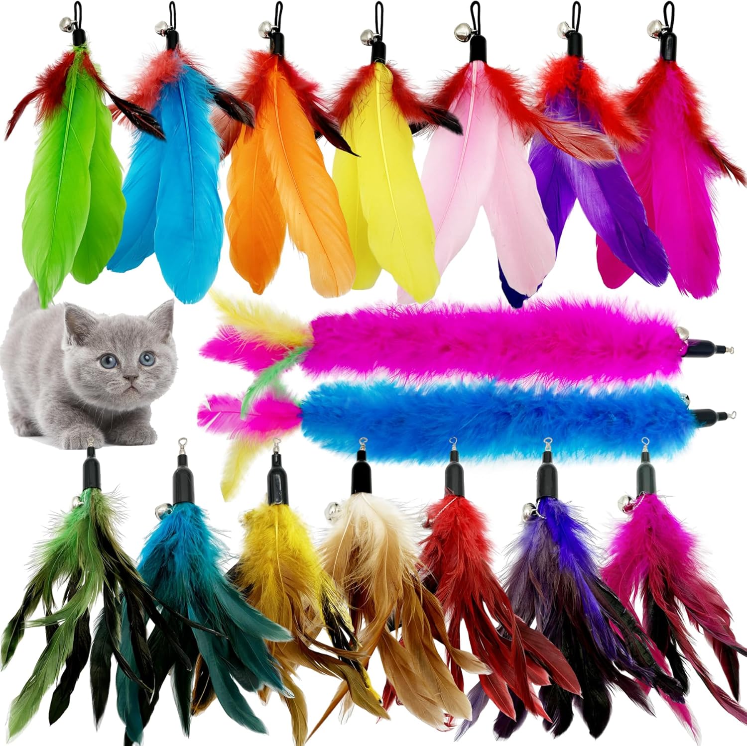 16-Piece Cat Feather Toy Refills by CATENEED