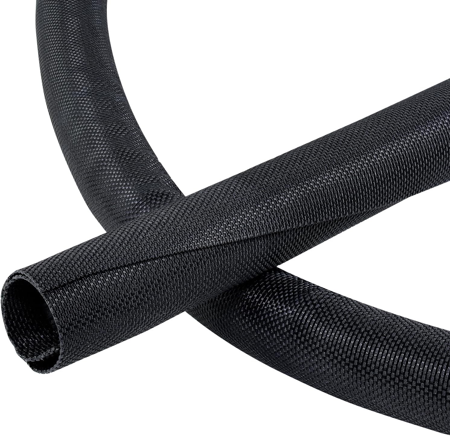 Black Braided Cable Management Sleeves for Neat Wiring Solutions