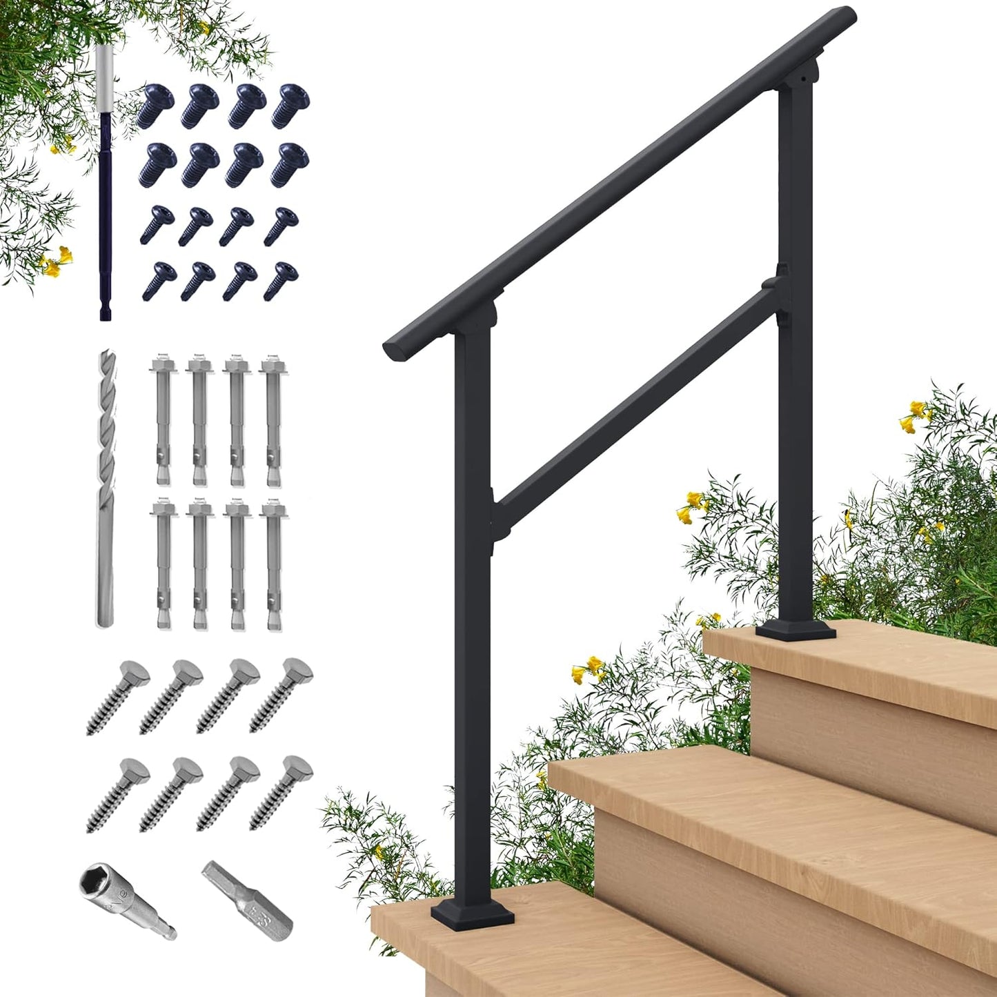 CR Fence & Rail 2-3 Step Stair Handrail for Indoor & Outdoor Use