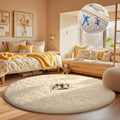 Ophanie Round Rugs 5Ft Ivory Circle Area Rug - Soft Fluffy Decor