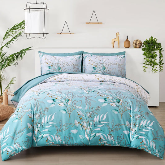 WONGS BEDDING Comforter Set Queen Size with Botanical Design