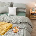 Green Gingham Comforter Set Queen - Soft All-Season Plaid