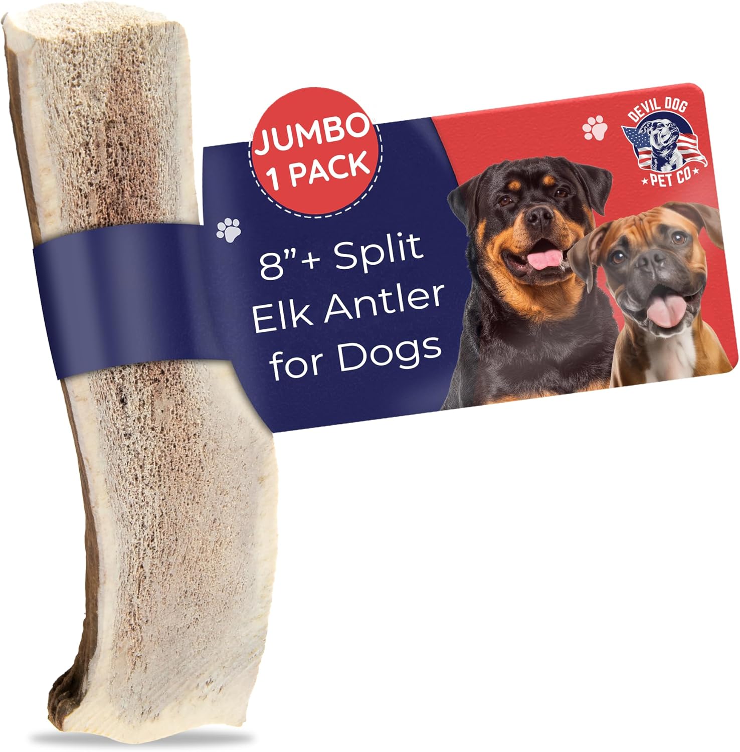 Split Elk Antlers for Dogs - Jumbo 8in Chew for Aggressive Chewers