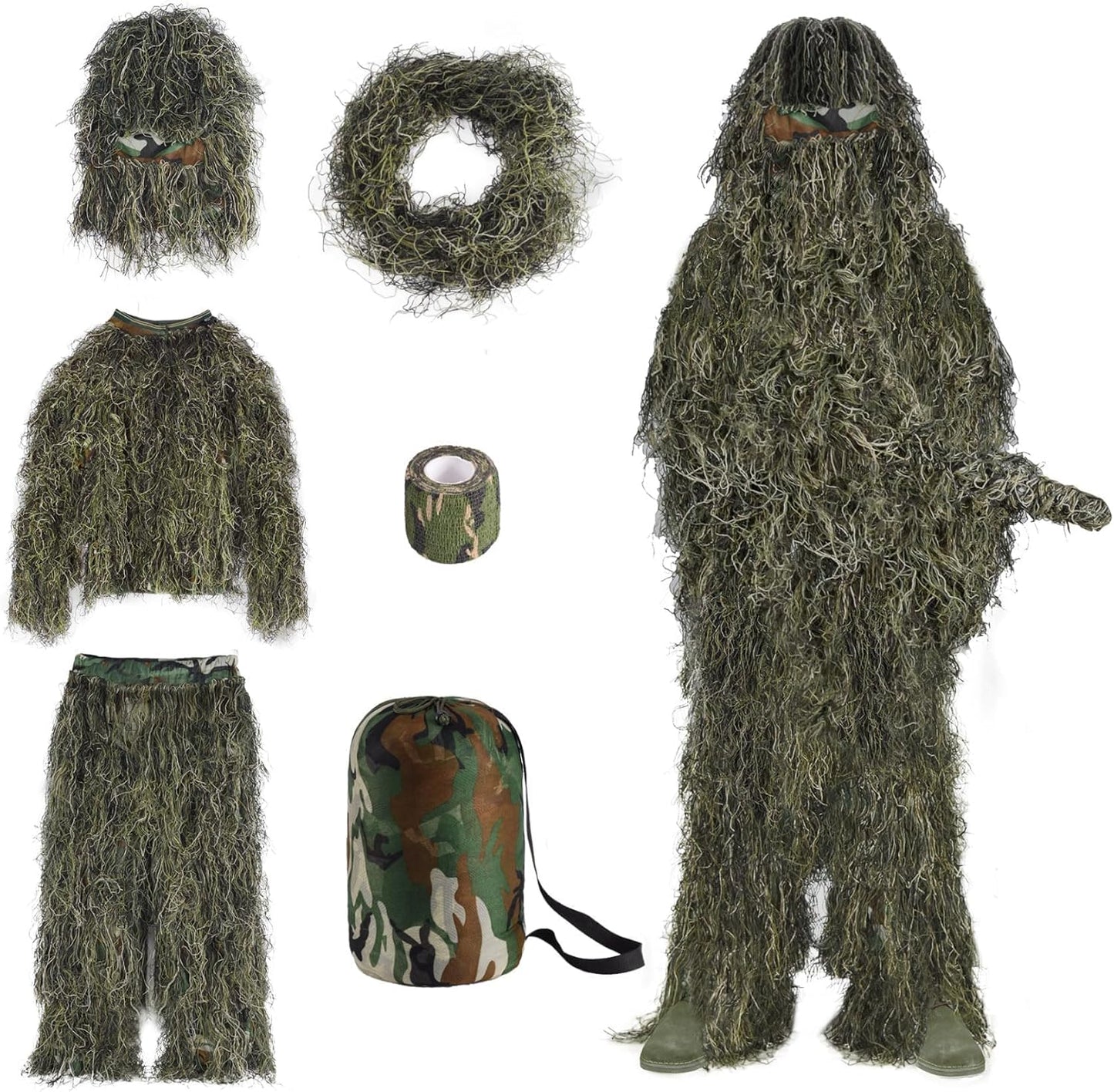Slendor Ghillie Suit 6 in 1 Camouflage for Hunting and Costumes