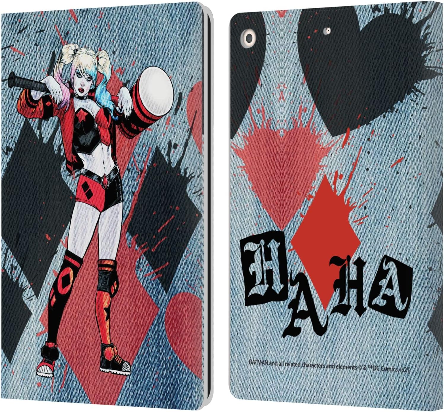 Batman DC Comics Mallet Harley Quinn Leather Wallet Case for iPad