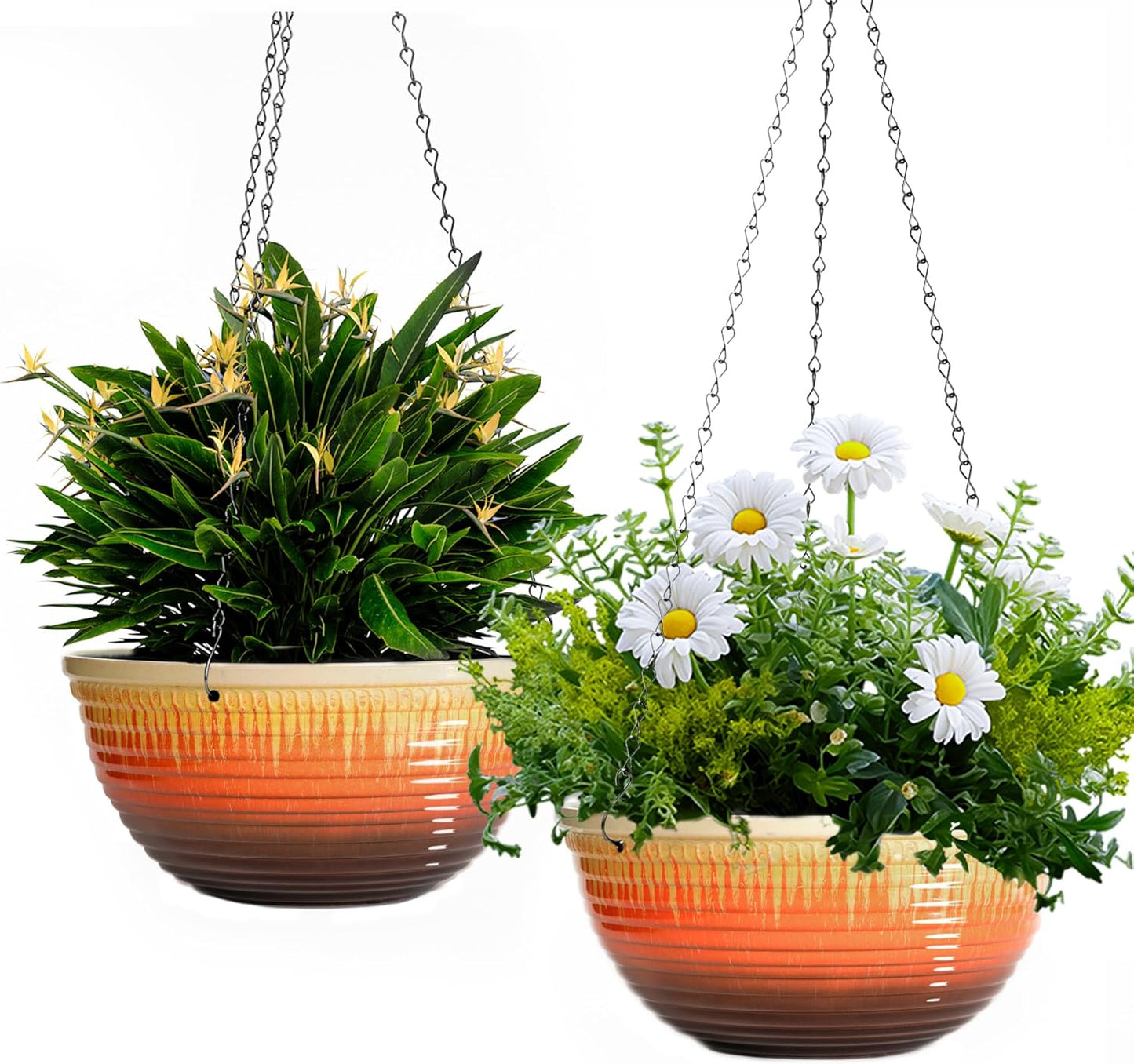 12 inch Large Hanging Planters for Indoor Outdoor Plants Set of 2