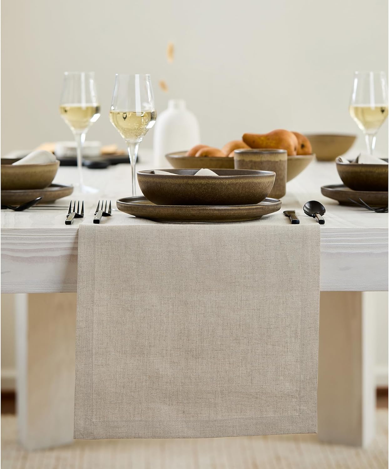Natural Linen Table Runner 14 x 144 Inches for Holidays and Events