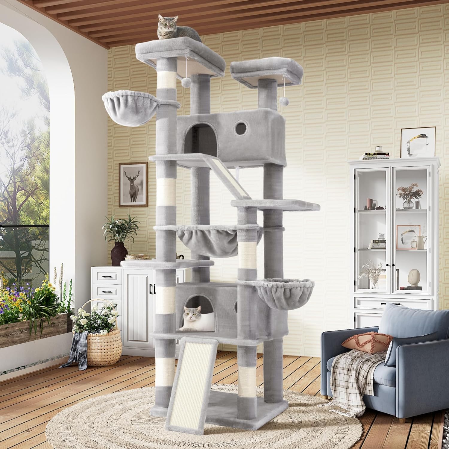 81in Multi-Level Tall Cat Tree Tower for Indoor Kitties