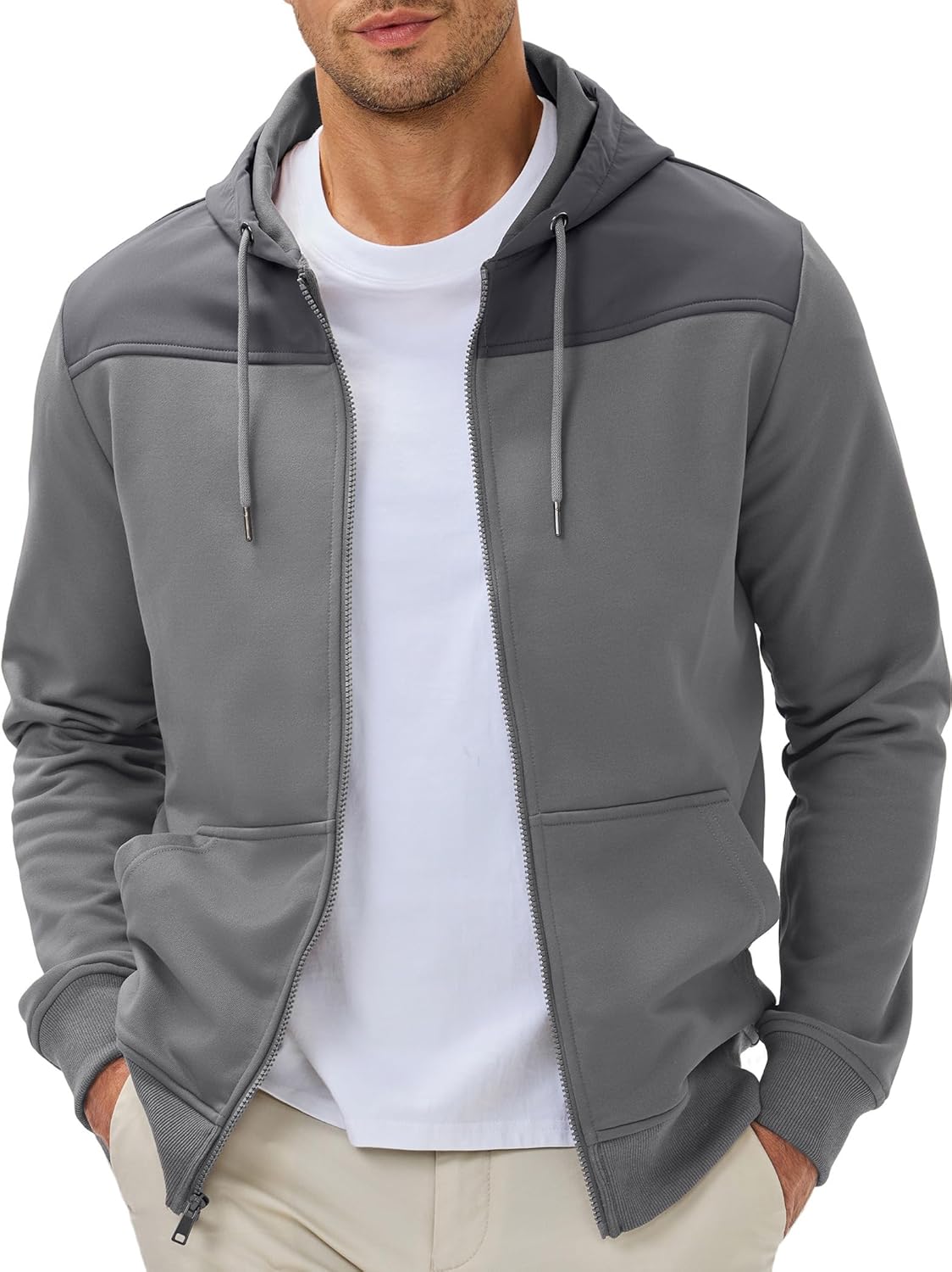 JMIERR Men Hoodie Zip Up Casual Warm Jacket for Fall Hiking