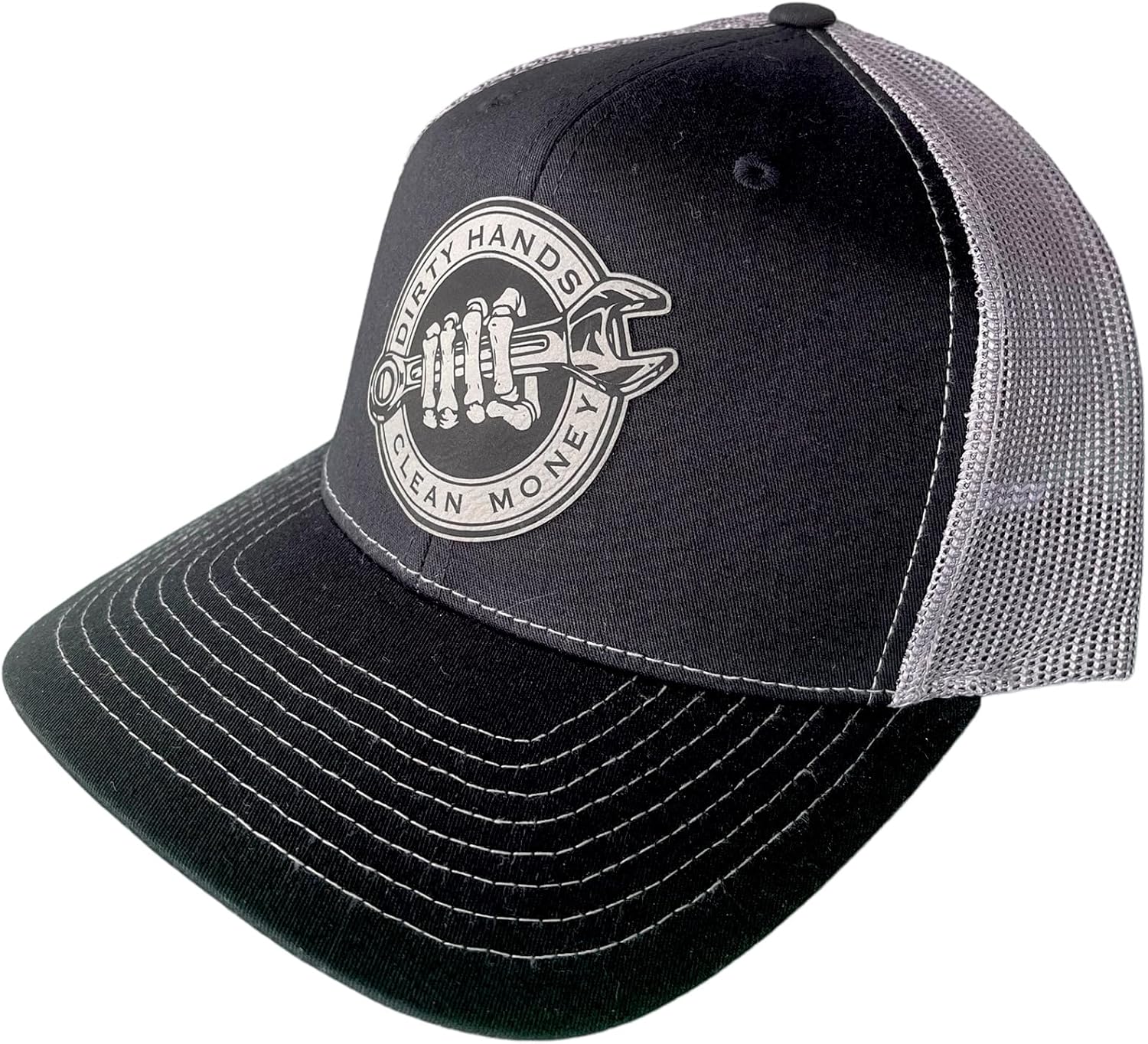 Dirty Hands Clean Money Hat - Bold Blue Collar Trucker Cap