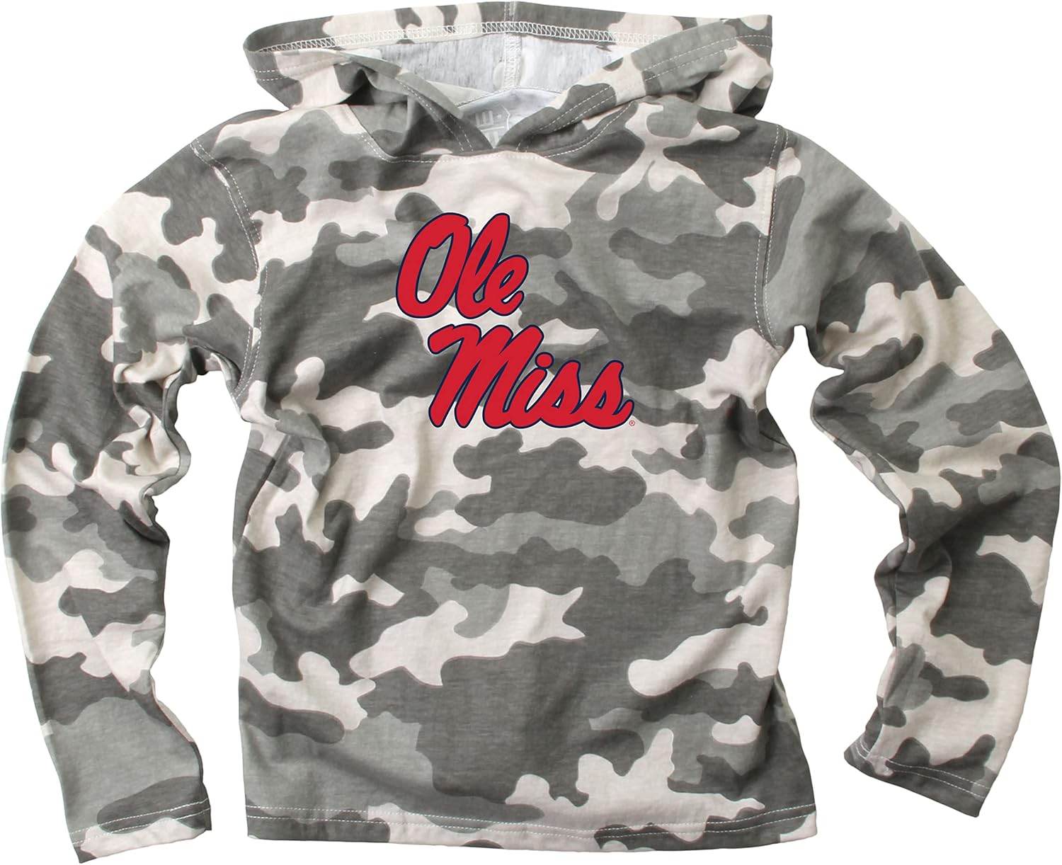Wes and Willy Kids College Team Camo Long Sleeve Hooded T-Shirt