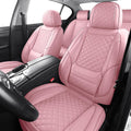 Leather Car Seat Covers Full Set Breathable Waterproof - Pink
