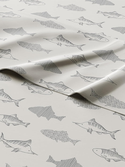 Kids Twin Size Fish Bed Sheets Set - Cute Ocean Animal Bedding