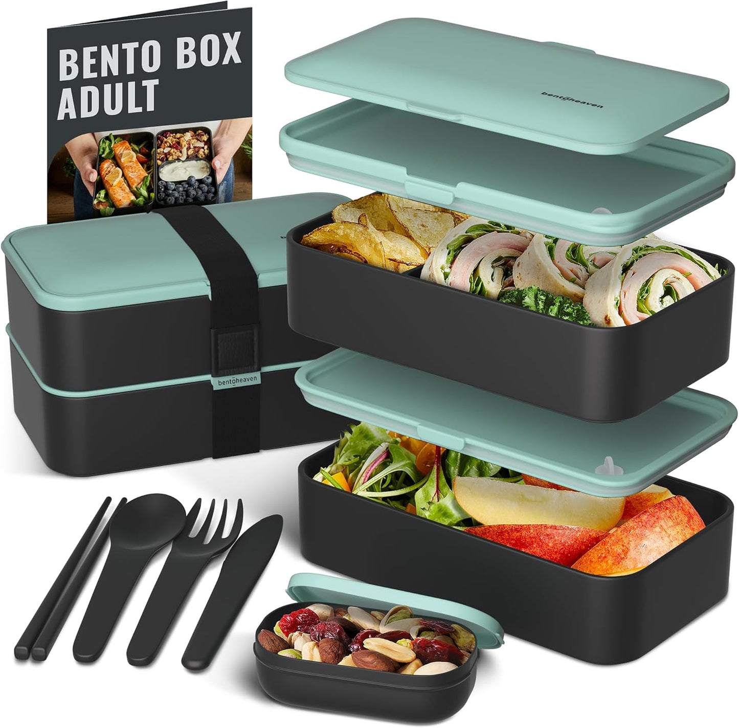Premium Bento Box for Adults & Kids with Utensils and Recipes