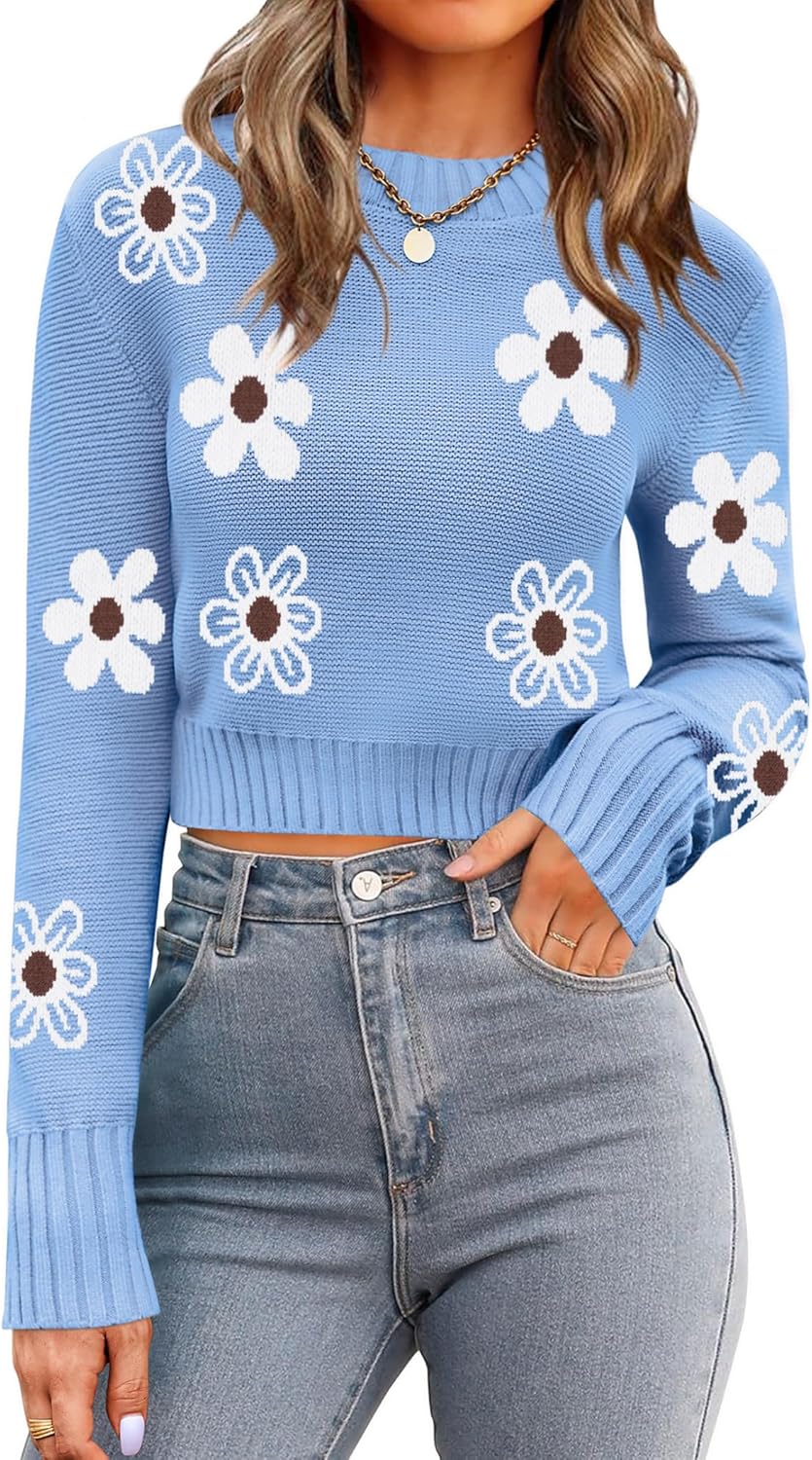 Trendy Long Sleeve Ribbed Knit Pullover Sweater for Women