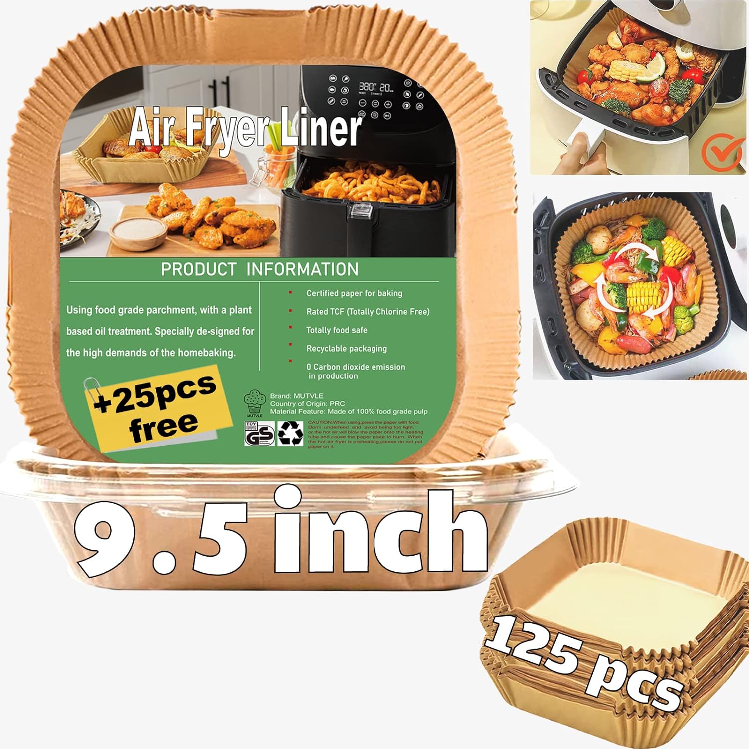125PCS XL Air Fryer Liners - Less Mess, More Flavor!
