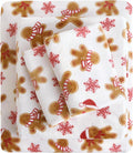 Viviland Christmas Plush Fleece Full Bed Sheets - Warm Gingerbread Set