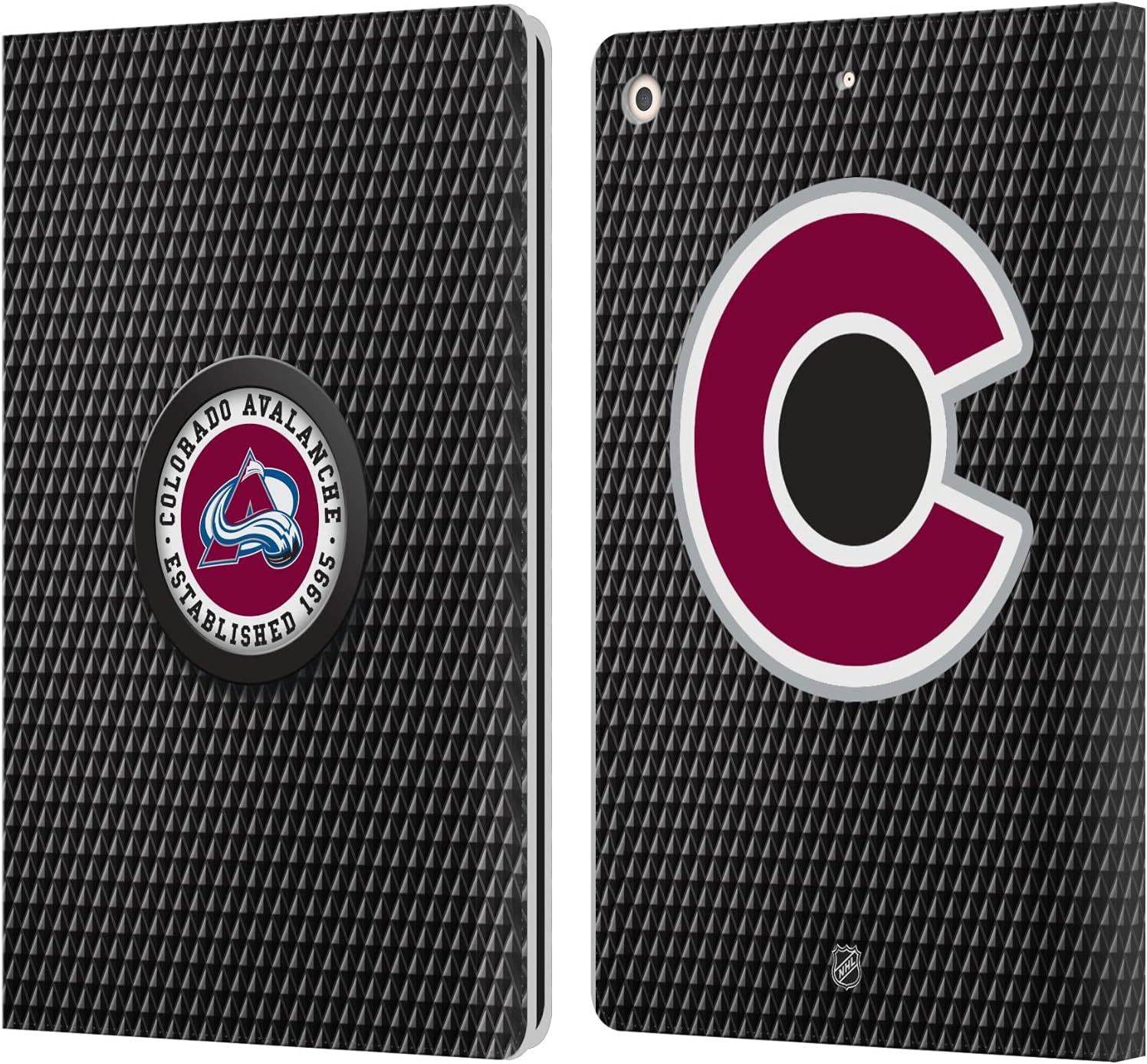 NHL Puck Texture Colorado Avalanche Leather Wallet Case for iPad