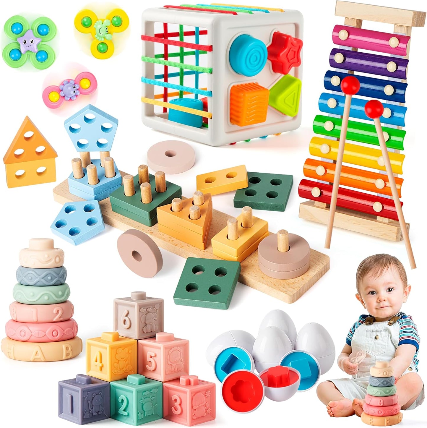 7in1 Montessori Baby Toys for Infants 6-12 Months & Toddlers