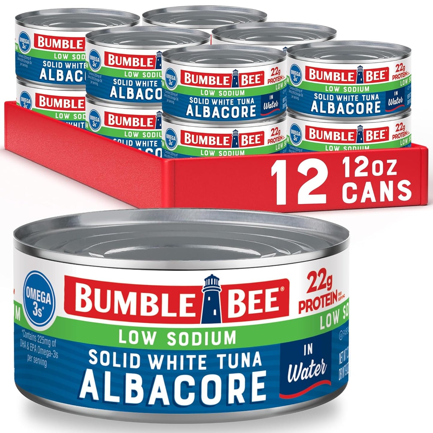 Low Sodium Solid White Albacore Tuna in Water, 12 oz Can Pack
