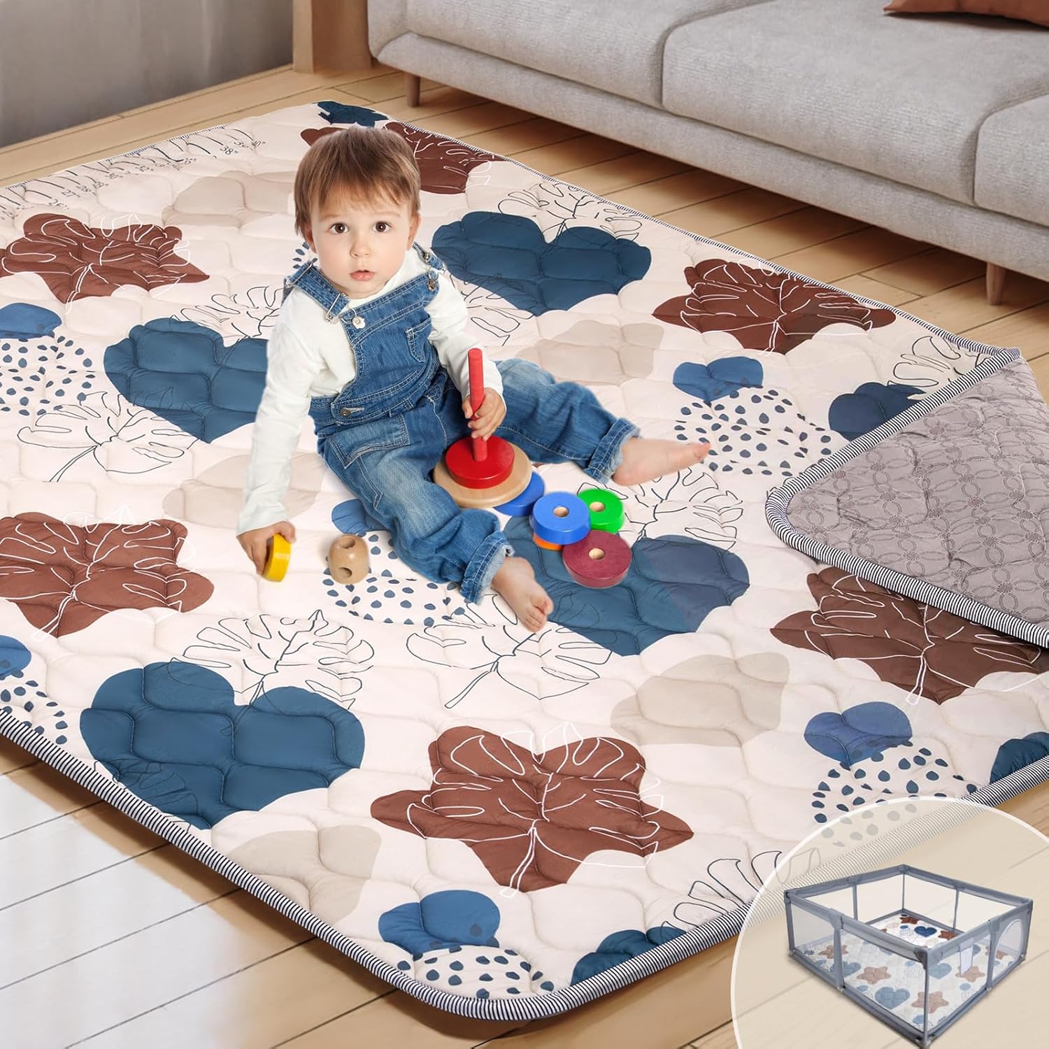 71x59 Playpen Mat Foam for Babies, Soft and Safe Play Mat
