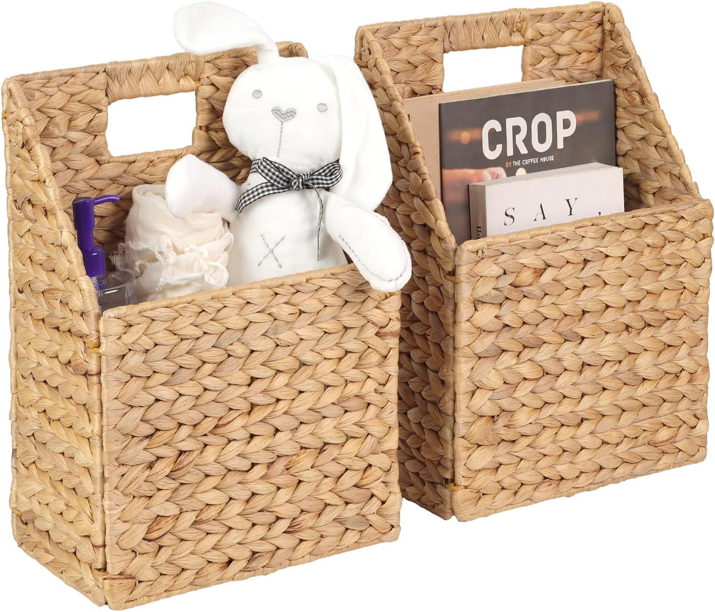 Wicker Hanging Storage Basket Set of 2 for Organizing Files