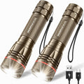 2-Pack High Lumens Rechargeable Flashlights for Camping