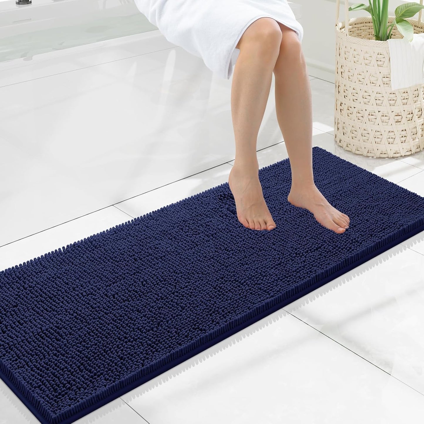 Smiry Luxury Chenille Bathroom Rugs - Soft, Absorbent, Non-Slip