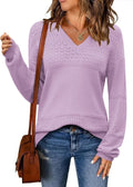 Zeagoo Womens Ribbed Knit V Neck Pullover Sweater - Lightweight