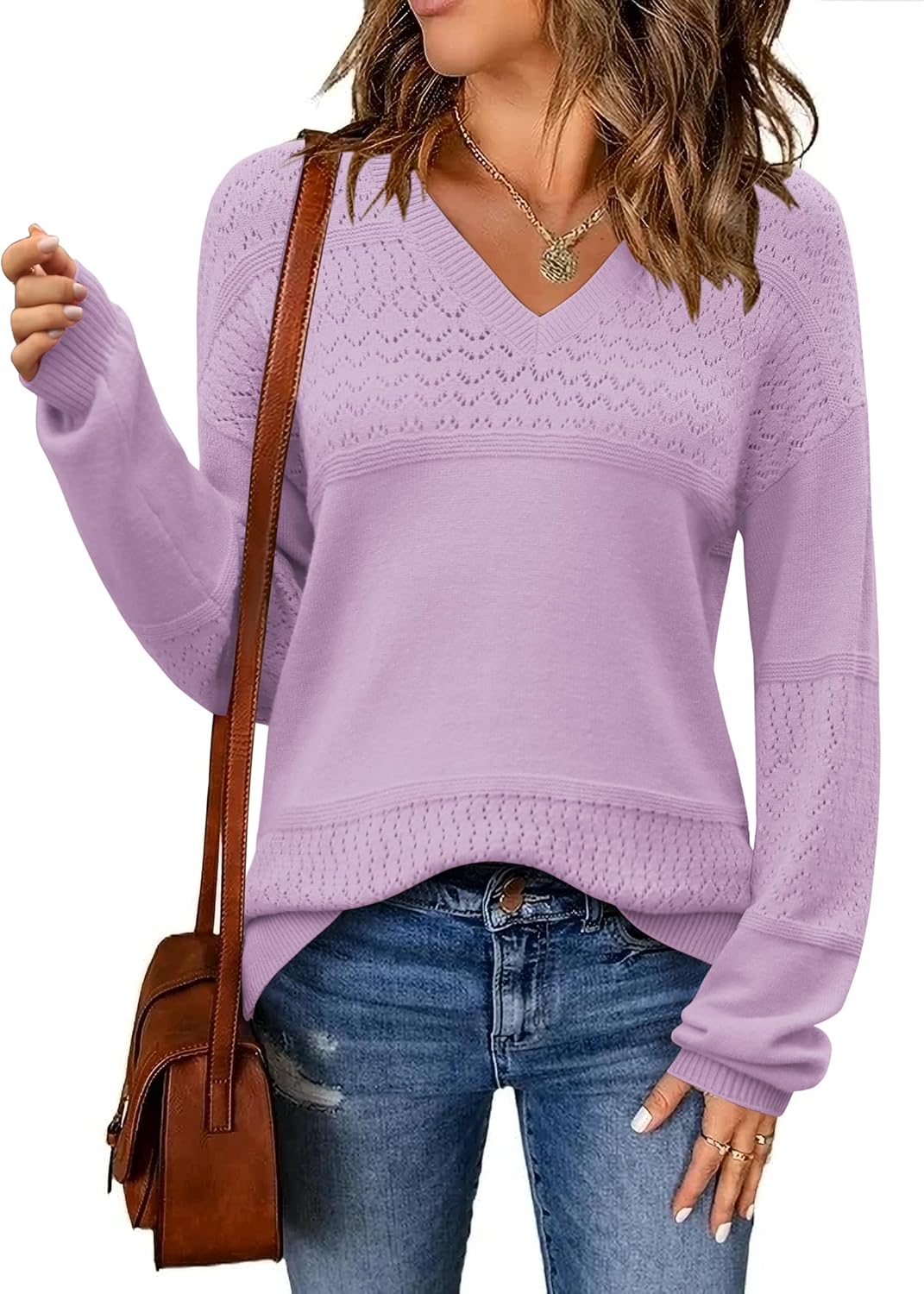 Zeagoo Womens 2025 Fall Sweaters Casual Long Sleeve Knit Pullover